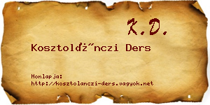Kosztolánczi Ders névjegykártya